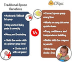 Side profile highlighting the protective wide choke free base of the toddler spoon