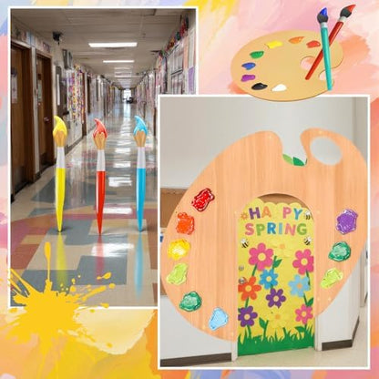 Complete kit layout of the four piece inflatable brushes and three piece banner classroom decor set.