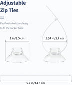 Adjustable plastic zip ties threaded through suction cup base