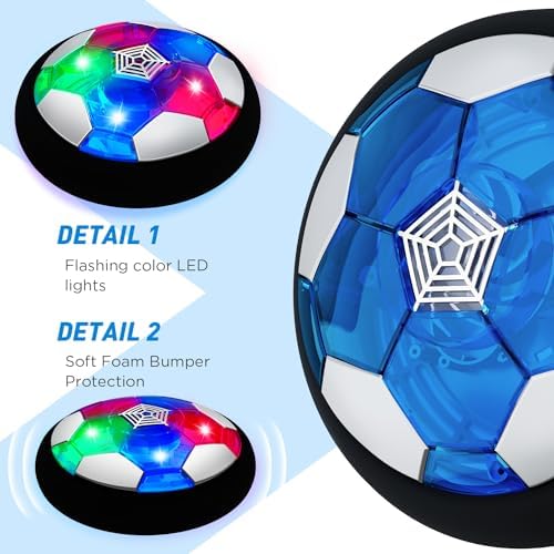 KKONES air floating soccer ball bottom view showcasing the battery compartment slots and power switch setup.