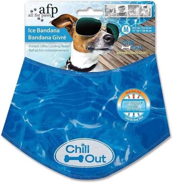 ALL FOR PAWS Dog Cooling Bandana, Cooling Bandanas for Large Dogs, Dog Cooling Neck Wrap, Cooling Scarf for Dogs, Blue Ice Dog Neck Cooler for Summer (L) - Image 10