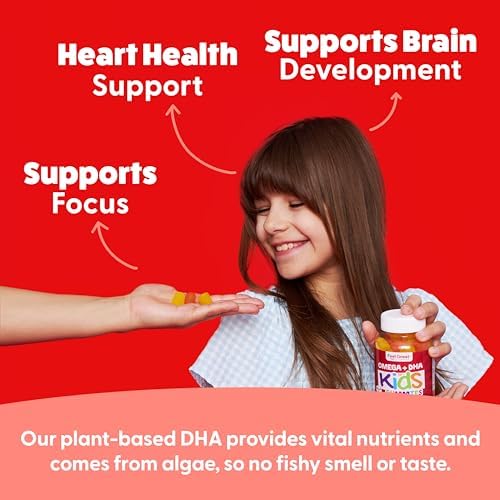 Feel Great 365 Kids Complete Omega Gummy Vitamins open bottle showing chewable gummies