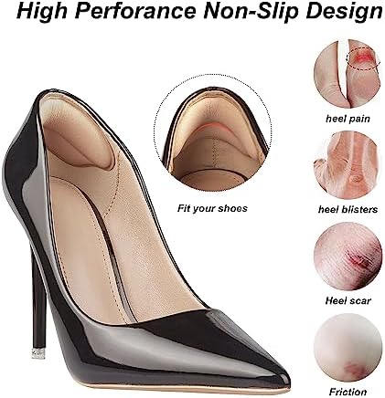 Self-adhesive heel cushions for blister prevention in pumps and sneakers.