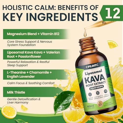 Premium USA imported liposomal kava extract bottle with dropper for precise dosage