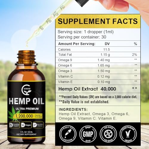 Gornvb hemp oil liquid supplement bottle