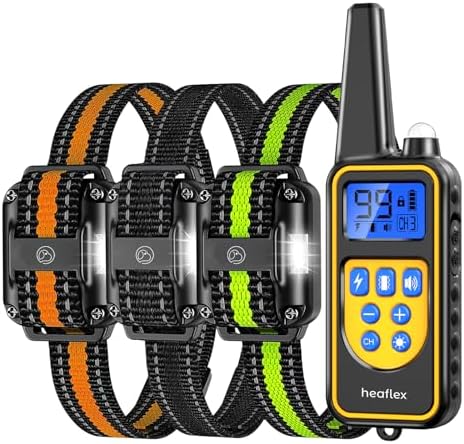 Three dog training collars with remote control set