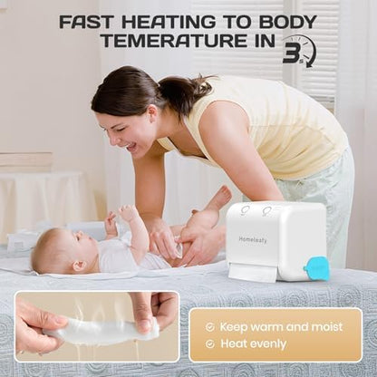 2-in-1 Auto Dry&Wet Wipes Warmer, 3s Smart Dry-to-Wet Warming Technology Portable Wipes Dispenser with Clean Light&Mist Control,Desktop/Wall Mounted Baby Diaper Warmer for Newborns,Outdoor - Image 3