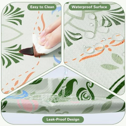 Close up of the reinforced stitching and non-slip backing on the Unicorn Castle mat