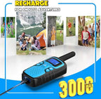 Long range rechargeable communication device pack with dual USB charging cables and lanyards.