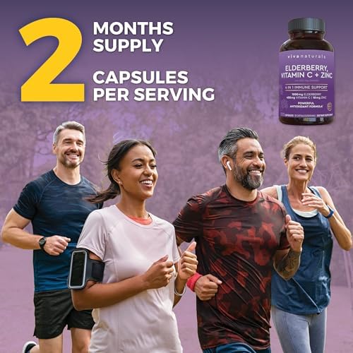 Close up of Viva Naturals 5-in-1 immune support supplement bottle