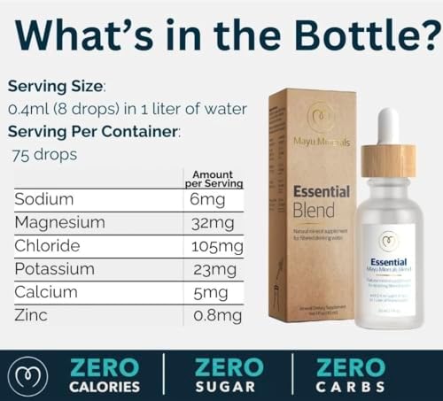 Mayu Trace Mineral Drops side label highlighting the vegan and non GMO product features.