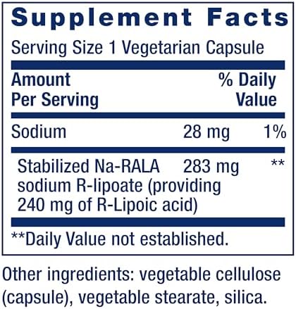 Life Extension Super R-Lipoic Acid vegetarian capsules packaging detail