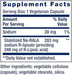 Life Extension Super R-Lipoic Acid vegetarian capsules packaging detail