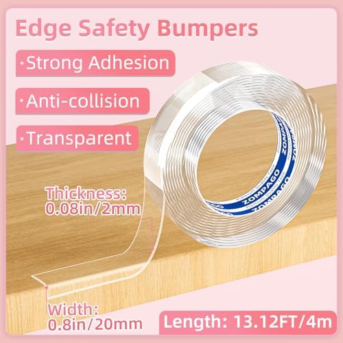 Close up of Zompago transparent furniture bumper on table edge