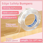 Close up of Zompago transparent furniture bumper on table edge