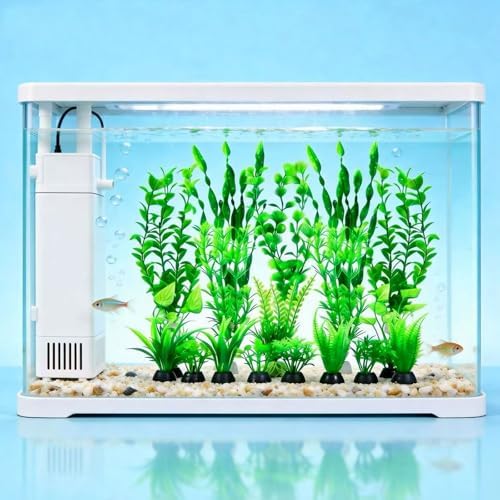 Laxmi Vishnu Enterprises aquatic ornaments setup displaying various sizes of green fake plants.