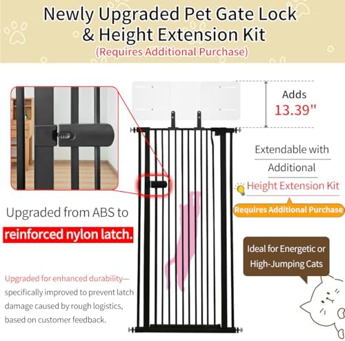Lumizone interior pet gate detailed view of the upgraded one handed locking handle mechanism