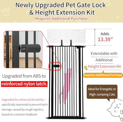Lumizone interior pet gate detailed view of the upgraded one handed locking handle mechanism