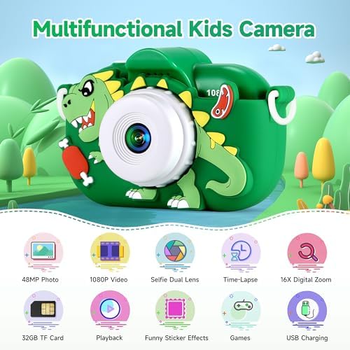 YEEHAO electronic toddler toy camera rear view showing the bright LCD screen display and navigation buttons