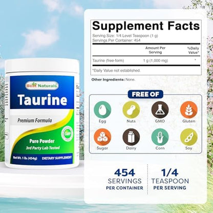 Pure taurine dietary supplement for liver and nervous system support