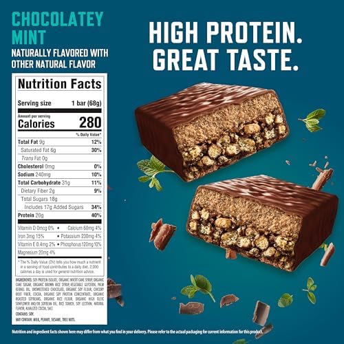 CLIF BUILDERS Protein Bars - Chocolatey Mint - 20g Plant Based Protein - Gluten Free - Non-GMO - Low Glycemic - No Artificial Sweeteners - 2.4 oz. (12 Pack) - Image 3