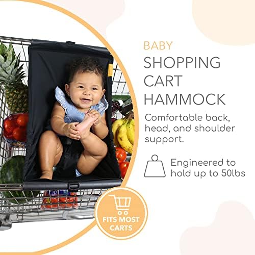Compact black infant cart seat rolled up neatly next to a diaper bag