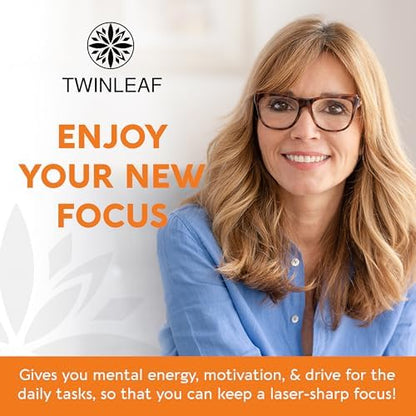 Twinleaf Nootropic brain wellness blend showing capsule count and vegan symbols