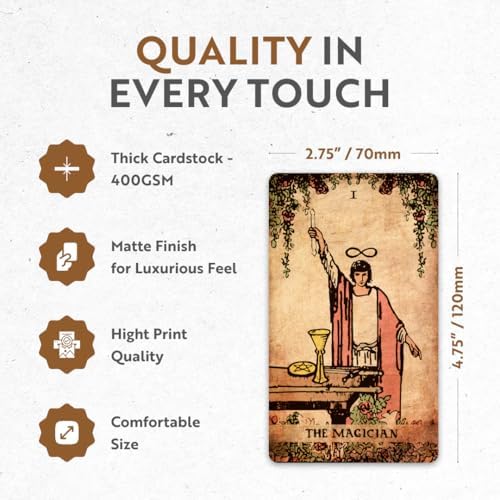 Fan spread of 78 gold-edged tarot cards from Crafterian