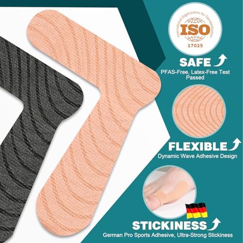 Close up of breathable medical grade adhesive on bunion corrector tape