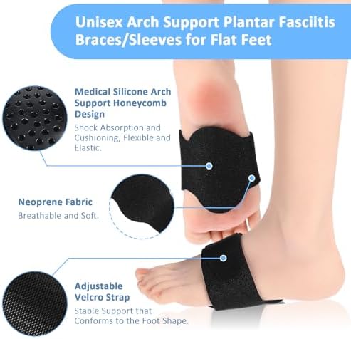Pair of black Geyoga arch support sleeves showing the medical silicone cushioning.