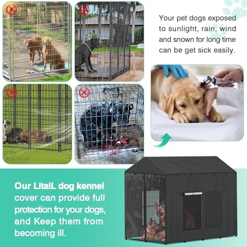 LitaiL all weather dog enclosure cover folded neatly inside its included black storage bag