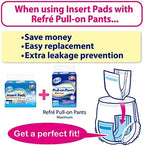 Refre adult incontinence insert pads showing adhesive backing