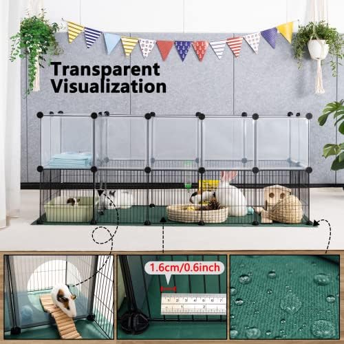 DINMO Small Animal Playpen with Oxford Mat, 24 inches Height, Pet Exercise Fence, Home Protector, Iron Mesh and Plastic Combination, Visualization, DIY, Games Hole Series, 60.2 x 24.8 x 24.8inch - Image 5