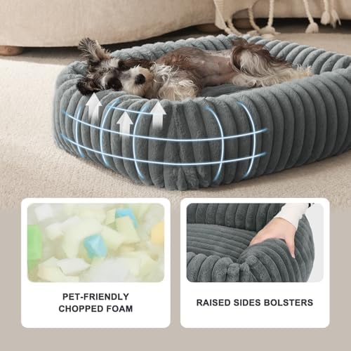 FURTIME Dog Bed for Small Dogs, Washable Orthopedic Dog Cat Bed with Removable Cover, Rectangle Soft Calming Sleeping Puppy Bed Durable Pet Cuddler with Anti-Slip Bottom, Grey, S (20"x19"x6") - Image 4