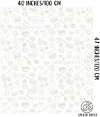 A parent easily rolling up a messy Urban Pears highchair floor mat for quick disposal.