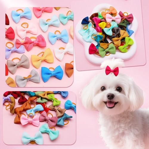 Senniea pet hair bows showing the stretchable rubber band back