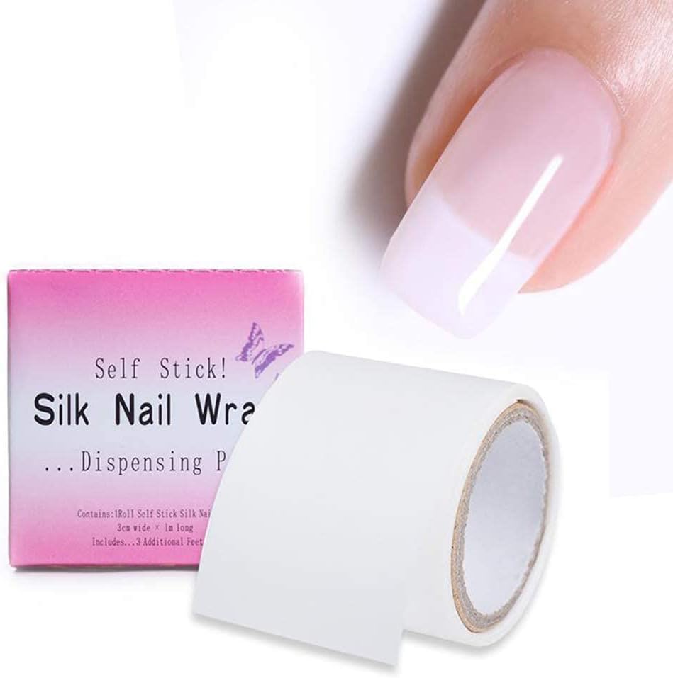 AKOAK nail repair fiberglass silk wrap roll front view showing white self adhesive tape box.