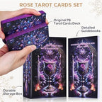 Shimmering purple gilded edges of Bqlxbablt tarot cards