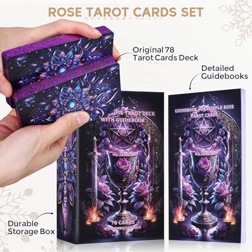 Shimmering purple gilded edges of Bqlxbablt tarot cards