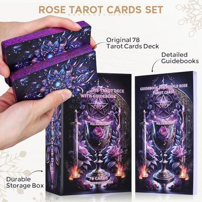 Shimmering purple gilded edges of Bqlxbablt tarot cards