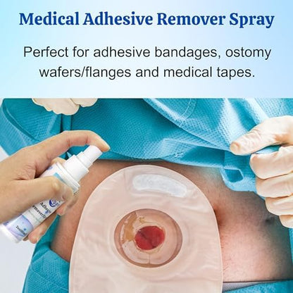 Quick dry silicone based spray for sensitive skin stoma care.