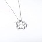 ONEFINITY cat paw print silver necklace with 18 inch box chain packaging details