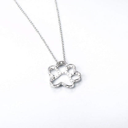 ONEFINITY cat paw print silver necklace with 18 inch box chain packaging details