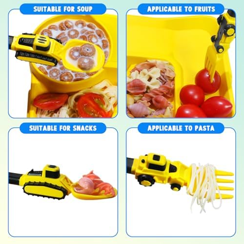 Construction themed cutlery set for children self feeding