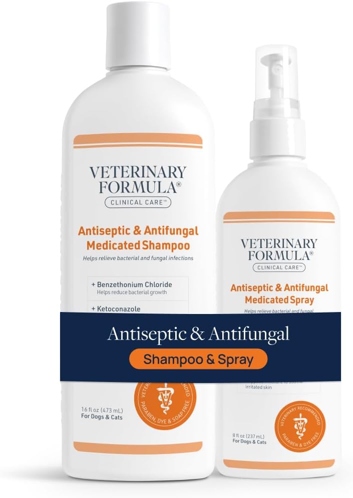 Veterinary Formula Clinical Care Antiseptic and Antifungal Medicated Shampoo for Dogs & Cats, 16 Fl Oz - Helps Alleviate Scaly, Greasy, red Skin - Paraben, Dye, Soap-Free (1 Pack) - Image 9