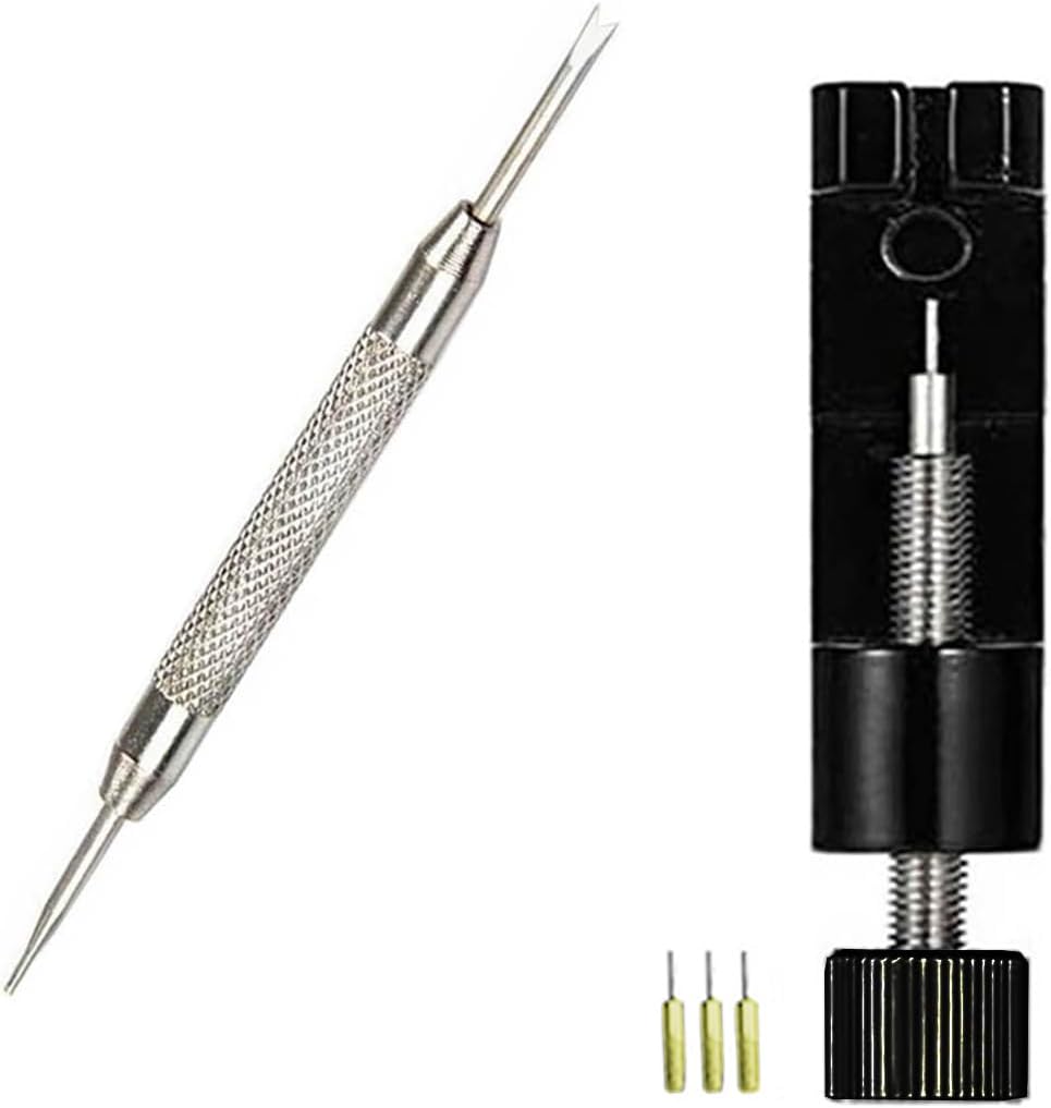 Adjustable platform of the metal strap remover tool demonstrating compatibility with different watch widths.