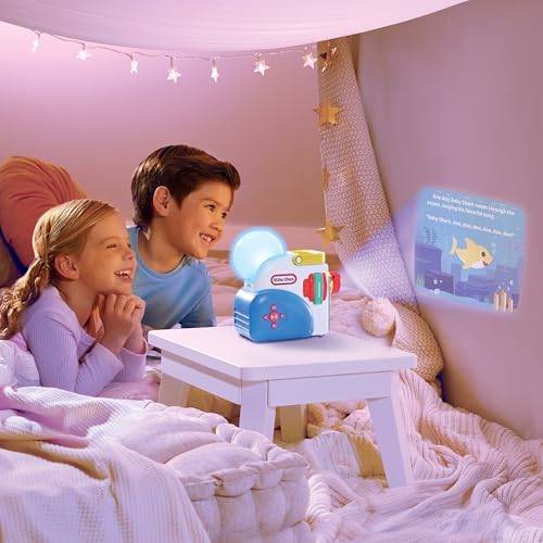 Three Pinkfong Baby Shark story cartridges and character figurine displayed together for the projector machine.