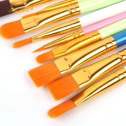 Full packaging view of the imported Gernie ten piece acrylic brush set in sky blue.
