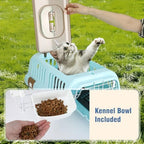 TripleHare pet travel container with attached feeding bowl