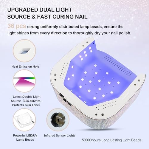 Close up of Lavinda nail lamp touch screen display settings